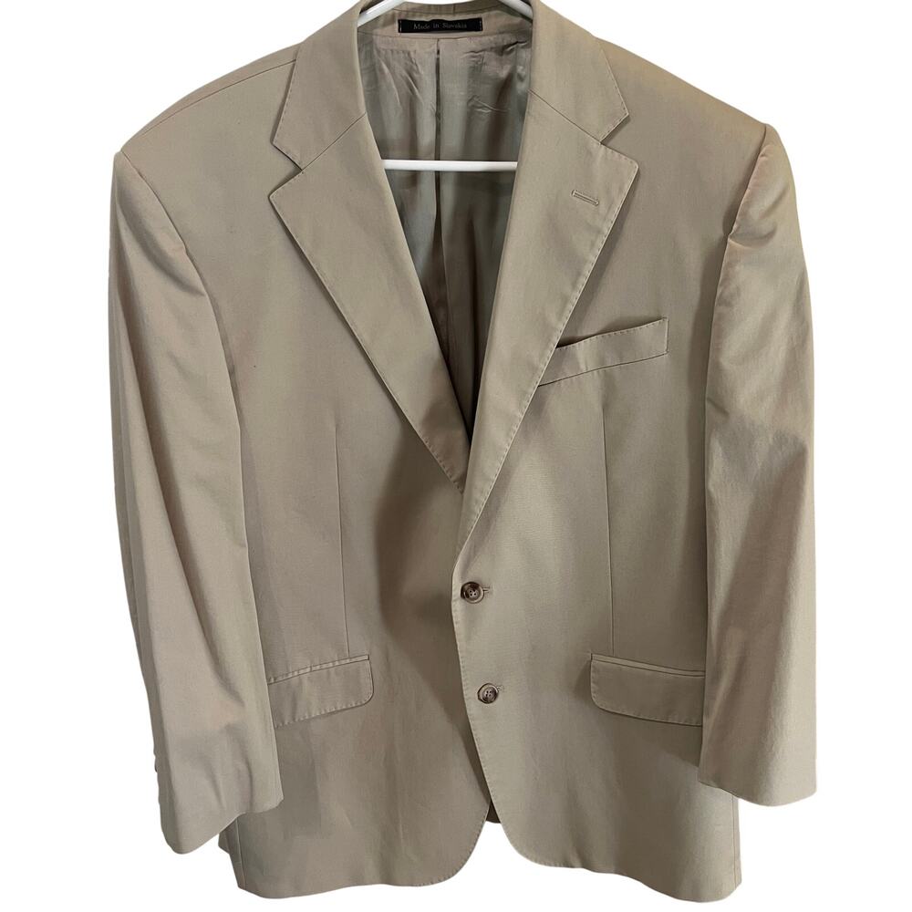 Saks Fifth Avenue Tan Sportscoat Jacket Cotton Summer Blazer Men's Size 54